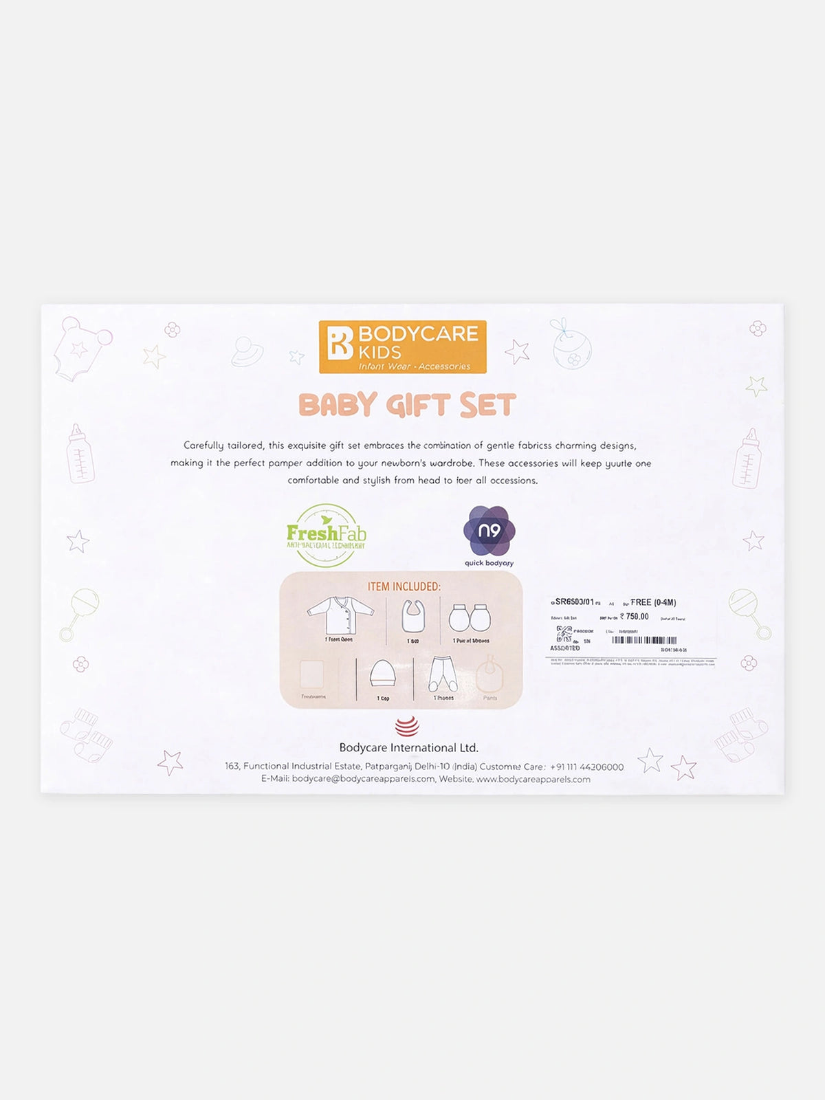 Bodycare Newborn Baby Gift Set for Boys & Girls, Cotton Clothing Set, Hospital Ready Combo Gift Hamper (5 Pcs, 0-6 Months)