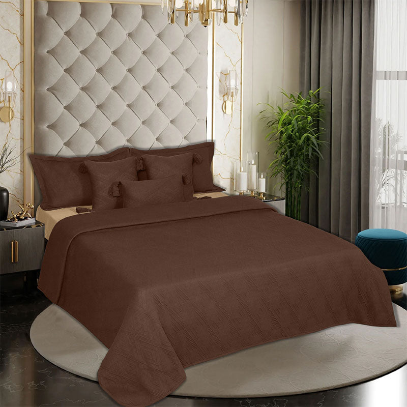 BodyComfy 100% Cotton Hosiery King-Size Fitted Bedcover – Layered Diamond Geometric Pattern