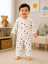 Unisex Baby Front Open Full Sleeves Thermal Set with Top and Bottom for Winter Comfort and Easy Dressing - Pack of 1