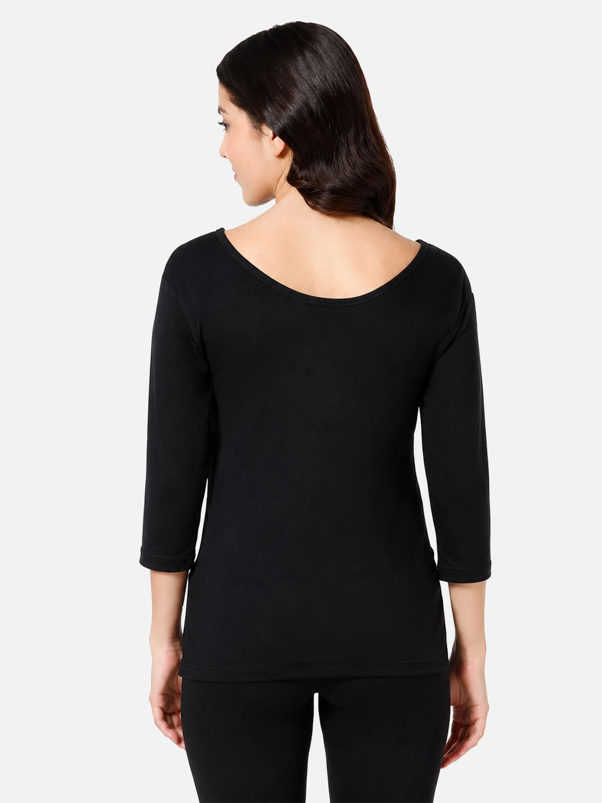 Women Thermal Top with Fur Fleece Inside and Three Quarter Sleeves, High Warmth Winter Innerwear - Pack of 1