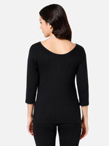 Women Thermal Top with Fur Fleece Inside and Three Quarter Sleeves, High Warmth Winter Innerwear - Pack of 1