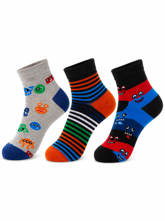 Boys Antibacterial Super Soft Socks for Everyday Comfort, Regular Wear and Casual Wardrobe Use - Pack of 3