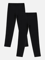 Girls Cotton Spandex Leggings Slim Fit Stretch Pack of 2