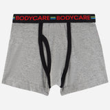 Grey boys' innerwear boxer shorts with black trim and elastic waistband detail