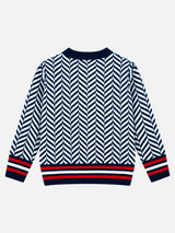 Boys Polyester Blend Round Neck Full Sleeves Sweater with Comfortable Winter Wear Styling and Regular Use