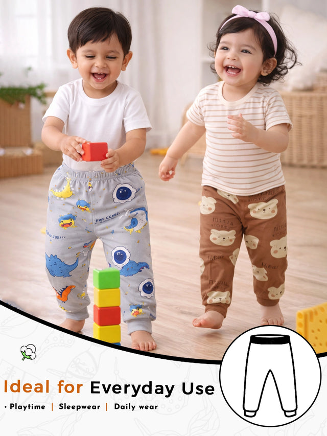 Baby Boys Self Design Pyjama with Inner Elastic for Regular Wear, Easy Movement and Everyday Comfort