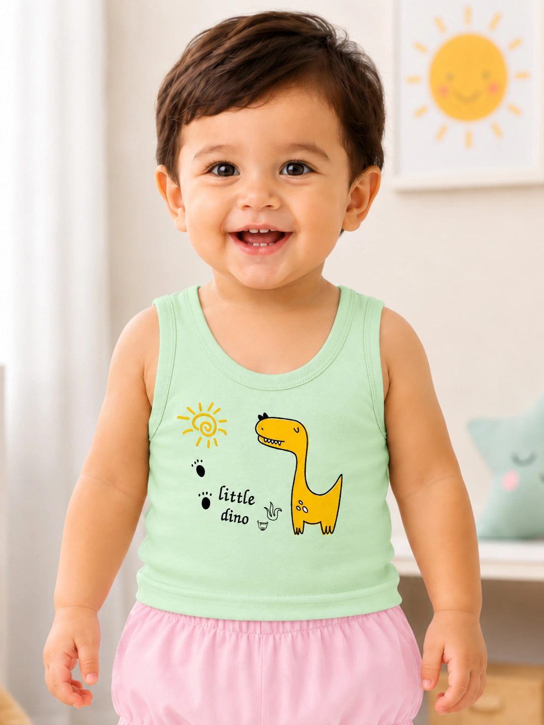 Boys 100% Cotton Round Neck Sleeveless Vest for Everyday Innerwear Comfort and Easy Layering - Pack of 3