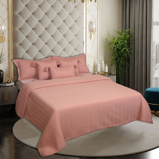 King Size Cotton Jersey Bedcover Chevron Pink - Bodycare