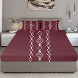 King Size Cotton Bedsheet Burgundy Geometric - Bodycare