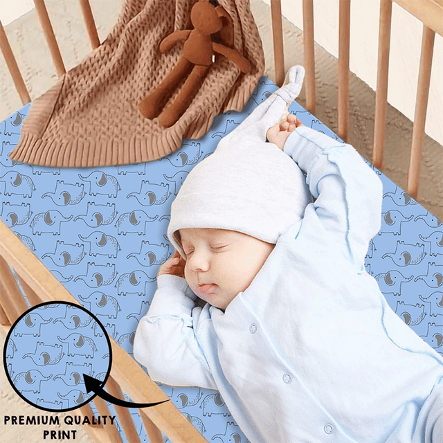 Elephant Blue Fitted Cot Sheet Pack of 2 - Bodycare