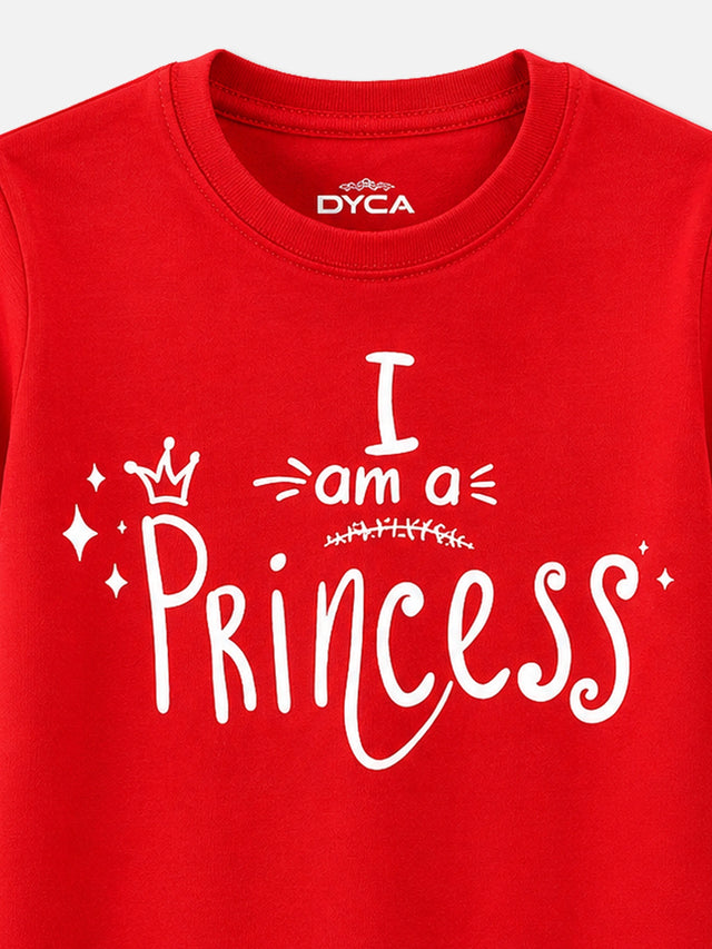 Girls 100% Cotton Printed Round Neck Half Sleeve T-Shirt for Everyday Casual Wear and Regular Comfort