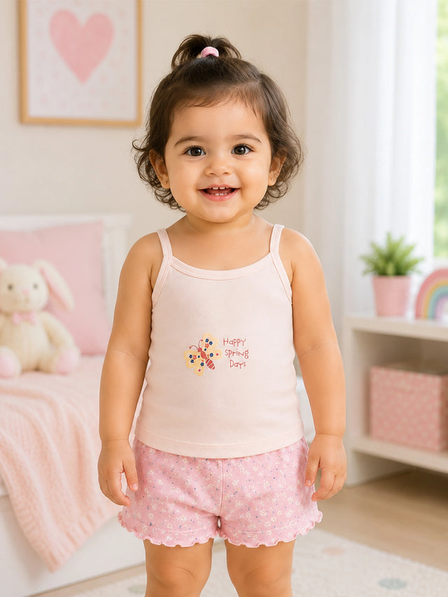 Baby Girls Minnie & Friends Innerwear Vest Camisole Sleeveless for Everyday Comfort, Easy Layering and Wardrobe Essentials - Pack of 4