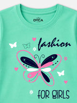 Girls 100% Cotton Typographic Printed Round Neck Half Sleeve T-Shirt for Everyday Casual Wear and Regular Wardrobe Use