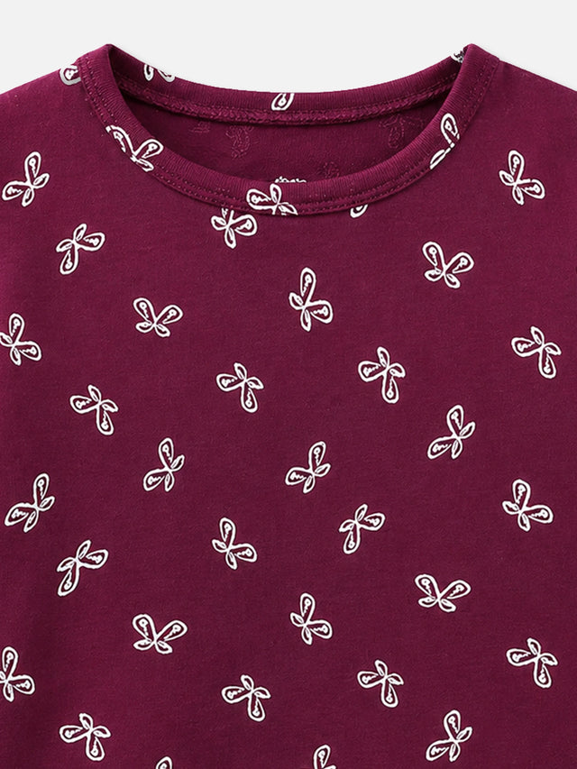 Girls Cotton Printed T-Shirt Round Neck Half Sleeves Casual Wear Top for School, Play and Everyday Outfits