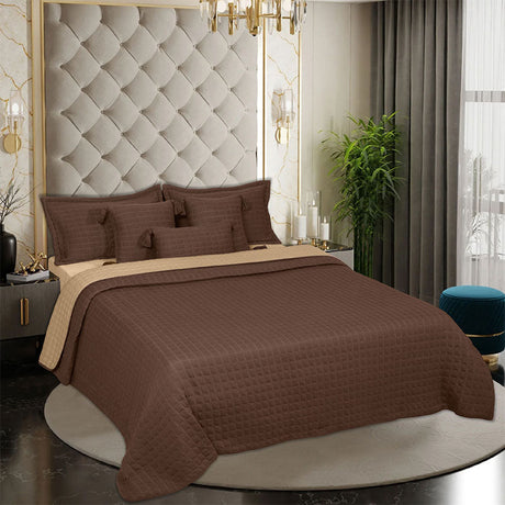 BodyComfy 100% Cotton Hosiery King-Size Fitted Bedcover – Geometrical Quilted Pattern