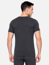 Men Antibacterial Thermal Top with Round Neck and Half Sleeves for Winter Base Layering and Cold-Weather Comfort