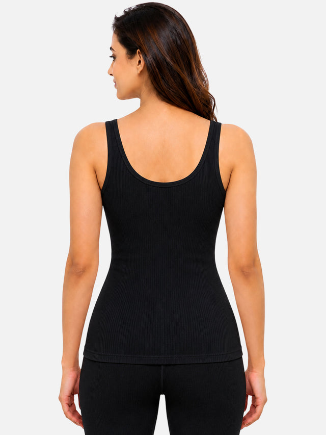 Women Cotton Antibacterial Sleeveless Thermal Top with Round Neck Regular Fit for Winter Layering Comfort - Pack of 1