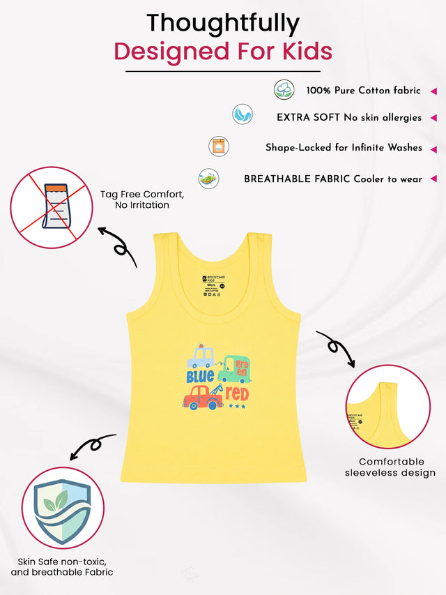 Unisex Baby 100% Cotton Round Neck Sleeveless Innerwear Vest for Easy Dressing and Everyday Comfort - Pack of 3