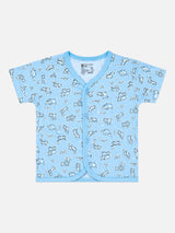 Baby 100% Cotton Front Open Half Sleeves Short Suit with Self Design for Everyday Comfort and Easy Dressing
