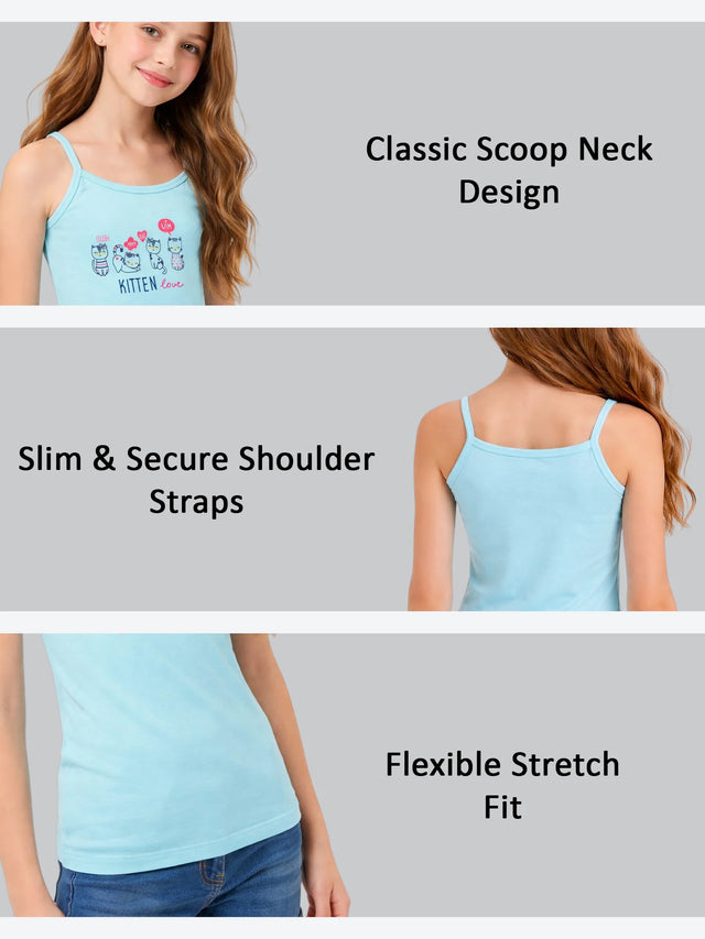 Girls Cotton Vest Round Neck Dori Neck Pack of 3 - Bodycare