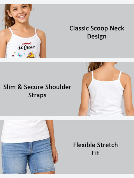 Girls Vest Dori Neck Sleeveless Pack of 3