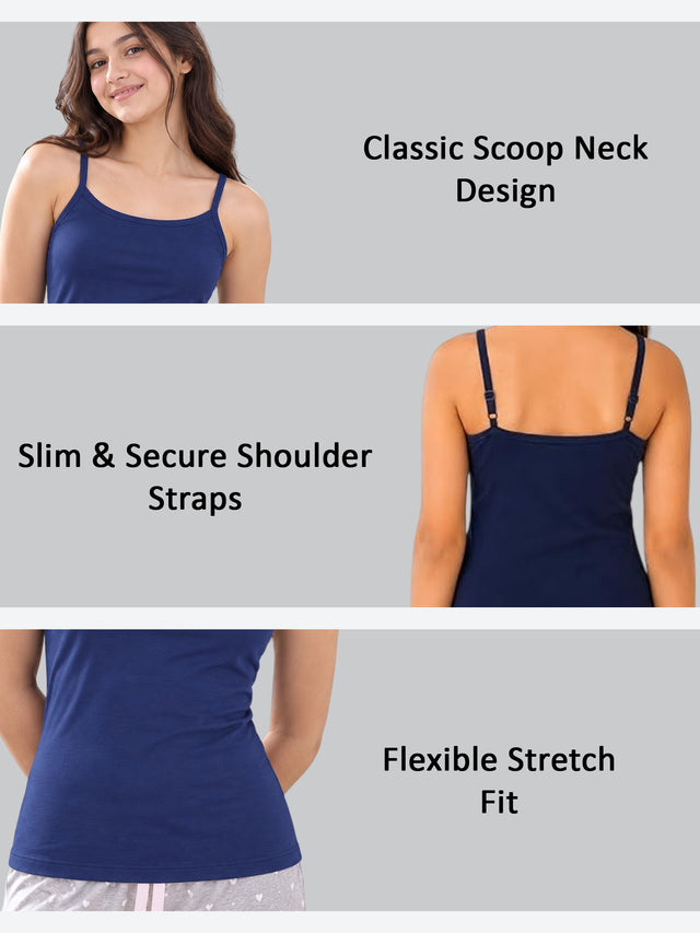 Girls Cotton Camisole Sleeveless Camisole for Everyday Innerwear Comfort and Easy Layering - Pack of 2