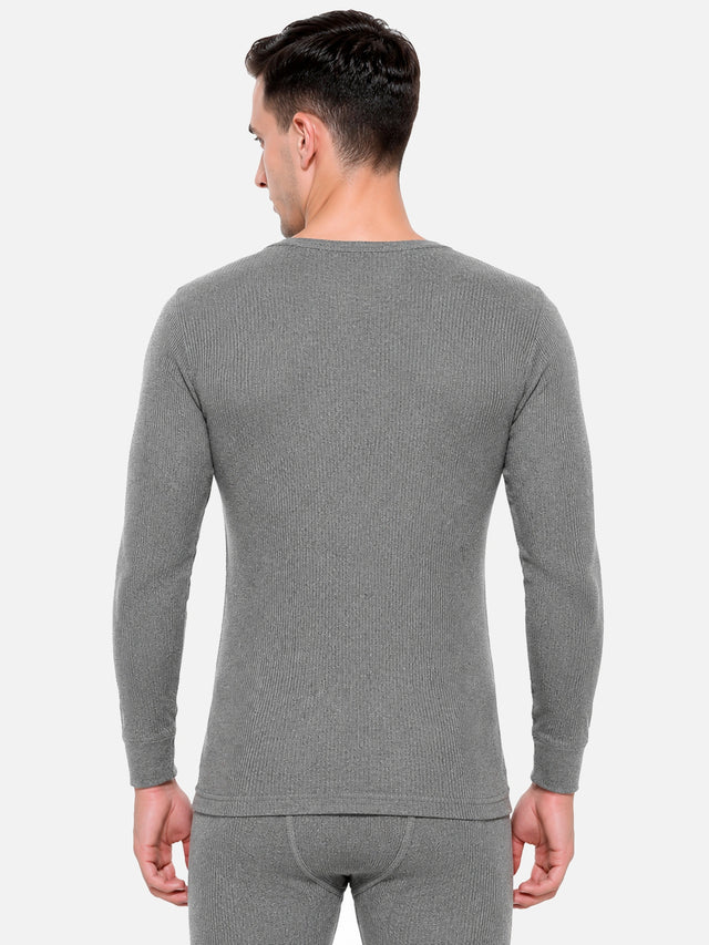 Men Thermal Top with Round Neck and Full Sleeves for Winter Wear, Warm Base Layer Comfort and Regular Use