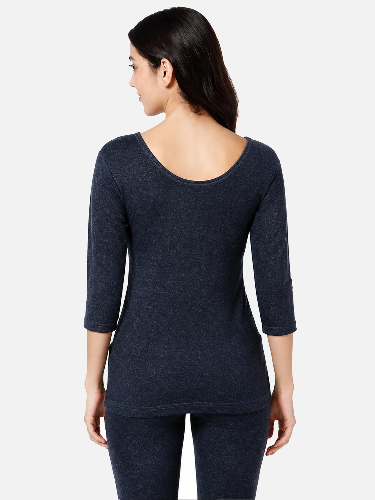 Women Thermal Top with Fur Fleece Inside and Three Quarter Sleeves, High Warmth Winter Innerwear - Pack of 1