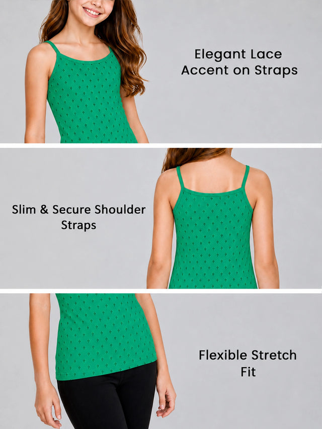 Girls 100% Cotton Camisole Sleeveless Vest for Everyday Innerwear Comfort and Easy Layering - Pack of 4