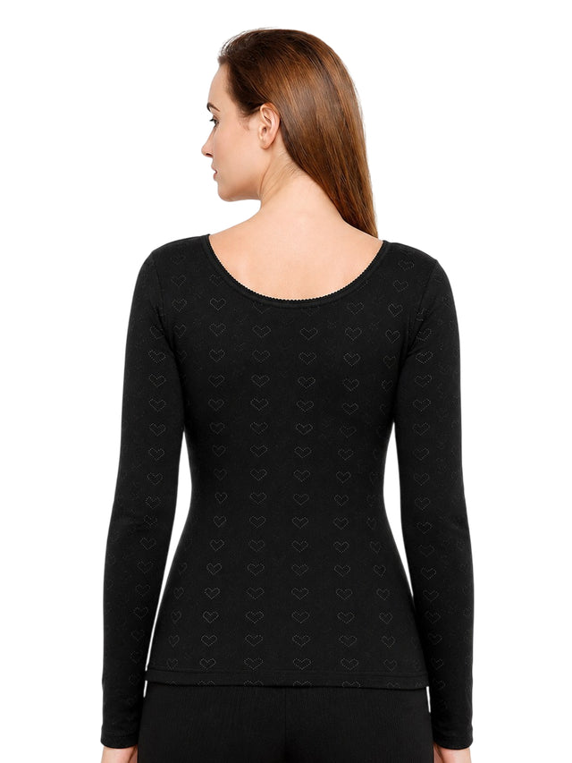 Women Round Neck Full Sleeves Thermal Top with Thin Fabric and High Warmth for Optimum Heat in Cold Weather