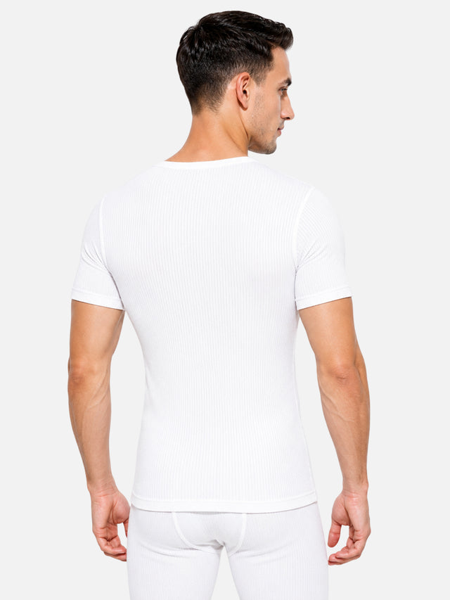 Men Antibacterial Thermal Top with Round Neck and Half Sleeves for Winter Base Layering and Cold-Weather Comfort