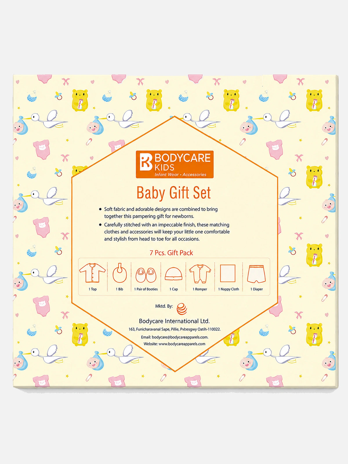 Baby Gift Set for Everyday Baby Care, Coordinated Essentials, Gentle Use and Practical Wardrobe Pairing - Pack of 7