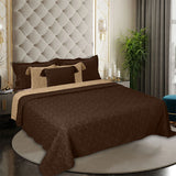 BodyComfy 100% Cotton Hosiery King-Size Fitted Bedcover – Geometrical Quilted Pattern