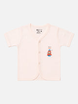 Baby Cotton Rich Front Open Half Sleeves Rib Short Suit for Everyday Comfort, Easy Dressing and Regular Wear