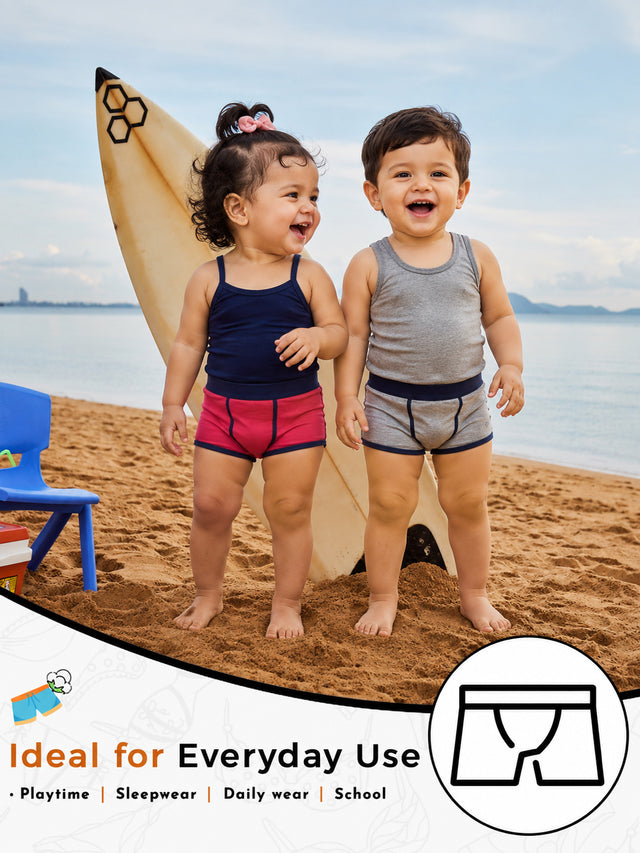 Baby Boys Trunk Innerwear with Inner Elastic for Easy Wear, Everyday Comfort and Wardrobe Essentials - Pack of 3