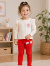 Baby Girls Lycra Rib Track Pant with Regular Fit for Casual Wear, Lounge Comfort and Easy Movement - Pack of 1