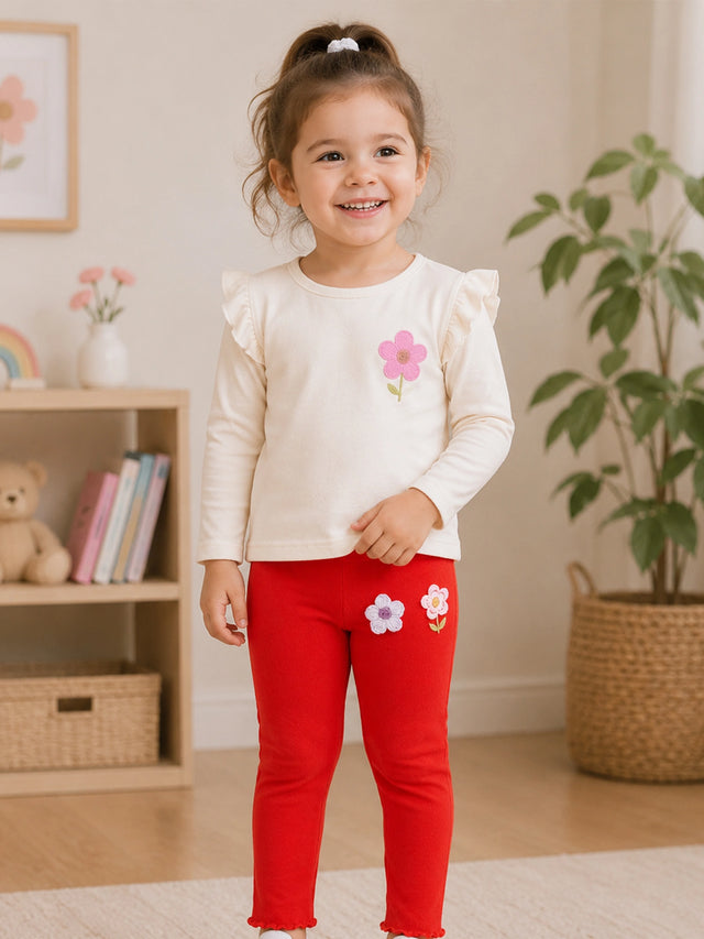 Baby Girls Lycra Rib Track Pant with Regular Fit for Casual Wear, Lounge Comfort and Easy Movement - Pack of 1