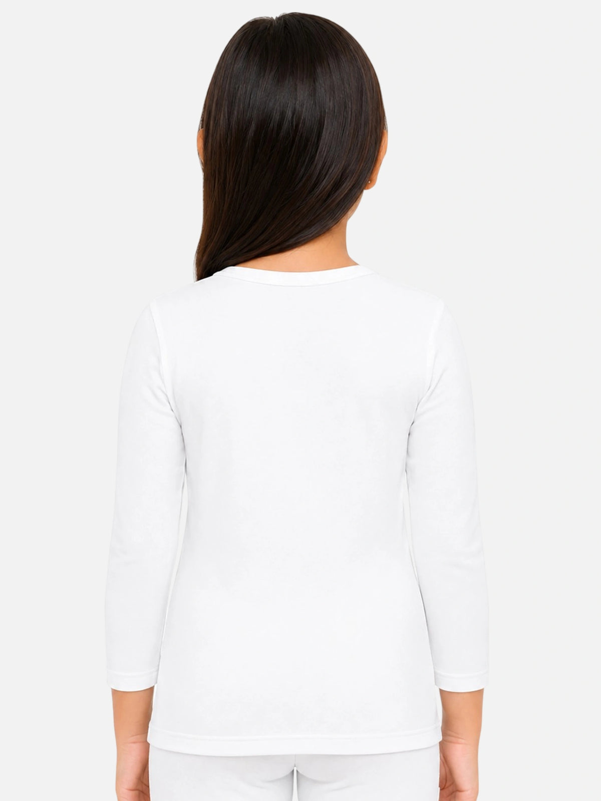 Girls Rib Eyelit Round Neck Full Sleeves Thermal Top