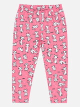 Girls 100% Cotton Printed Track Pant with Side Pockets and Regular Fit Jogger Styling for Comfortable Kids Activewear