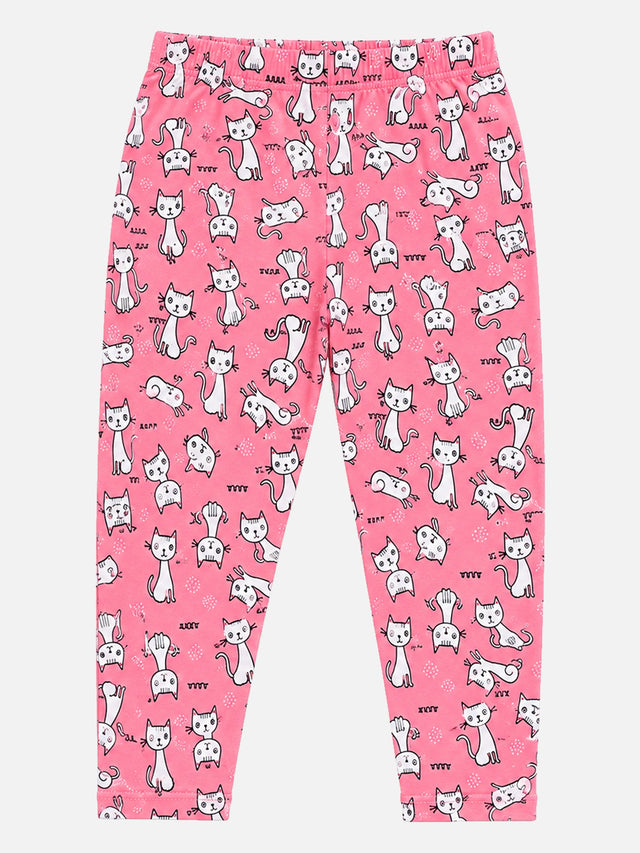 Girls 100% Cotton Printed Track Pant with Side Pockets and Regular Fit Jogger Styling for Comfortable Kids Activewear