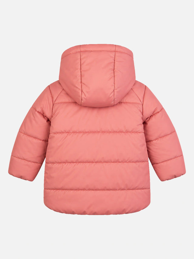 Baby Girls Polyester Quilted Hooded Winter Jacket with Full Sleeves and Comfortable Regular Outerwear Styling