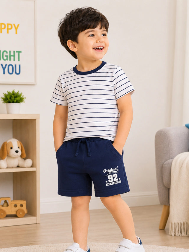 Boys Solid Shorts with Comfortable Pull-On Fit for Casual Wear, Lounge Wear and Easy Everyday Movement - Pack of 2
