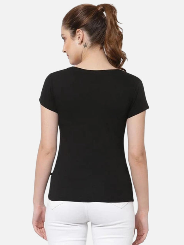 Women T-Shirt Round Neck Half Sleeves with Solid Styling for Casual Wear, Layering and Everyday Comfort