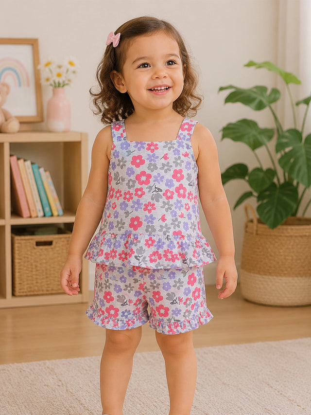 Girls 100% Cotton Top and Bottom Set for Everyday Outfit Comfort, Casual Wear and Easy Movement Essentials