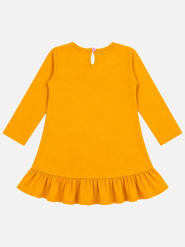 Baby Girls 100% Cotton Full Sleeve Frock with Breathable Fabric, Skin Friendly Regular Fit and Comfortable Wear - Pack of 1