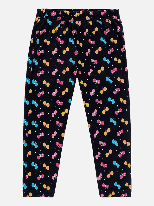 Girls 100% Cotton Printed Track Pant with Side Pockets and Regular Fit Jogger Styling for Comfortable Kids Activewear