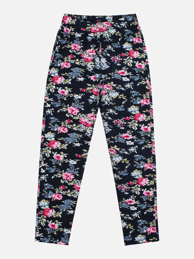 Girls 100% Cotton Printed Track Pant with Side Pockets for Casual Wear, Lounge Comfort and Easy Movement