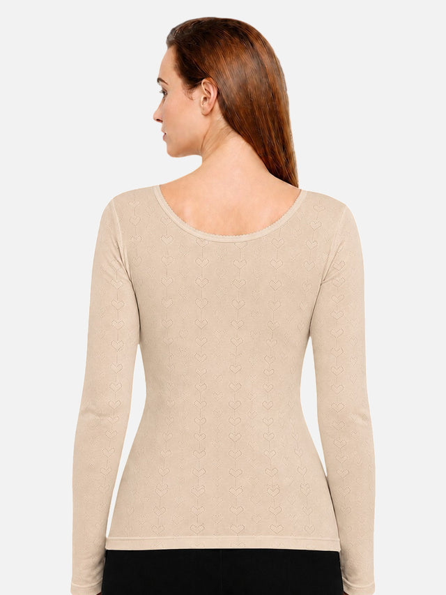 Women Round Neck Full Sleeves Thermal Top with Thin Fabric and High Warmth for Optimum Heat in Cold Weather