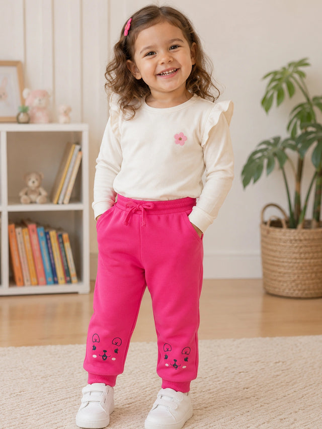 Baby Girls Cotton Track Pant for Everyday Comfort, Lounge Wear, Easy Movement and Casual Wardrobe Essentials - Pack of 1