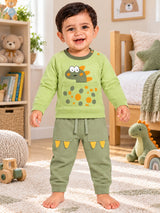 Baby Boys French Terry Top and Bottom Set with Full Sleeves for Casual Wear, Lounge Comfort and Easy Movement
